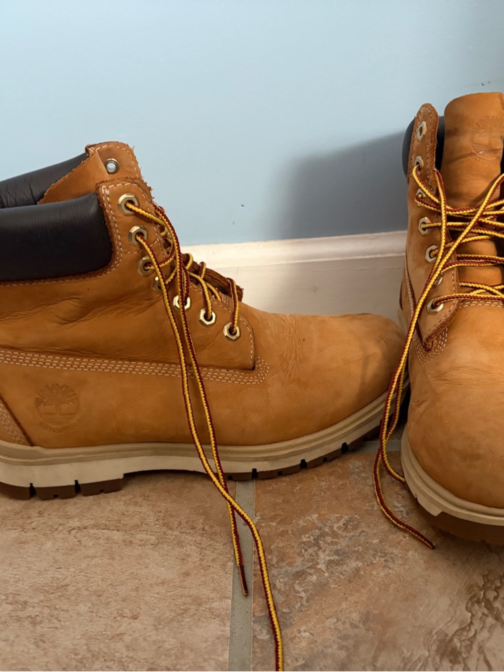 Timberland Wheat Nubuck Work Boots with Black Collar